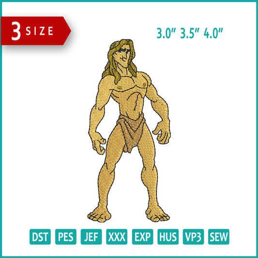 Tarzan Embroidery Design Files - 3 Size's