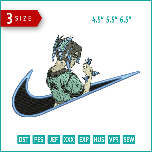 Shinobu Kocho Swoosh v2 Embroidery Design Files - 3 Sizes