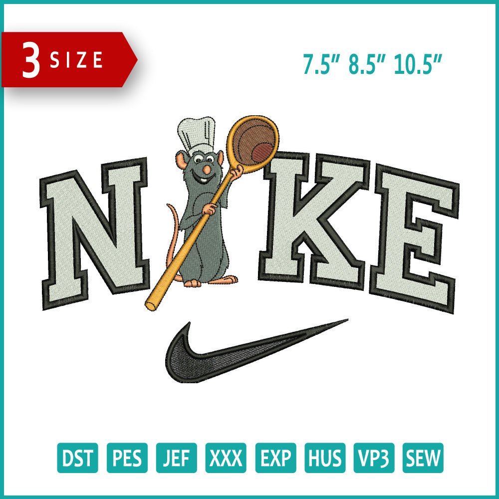 Archivos de diseño de bordado de Ratatouille de Nike (3 tamaños)