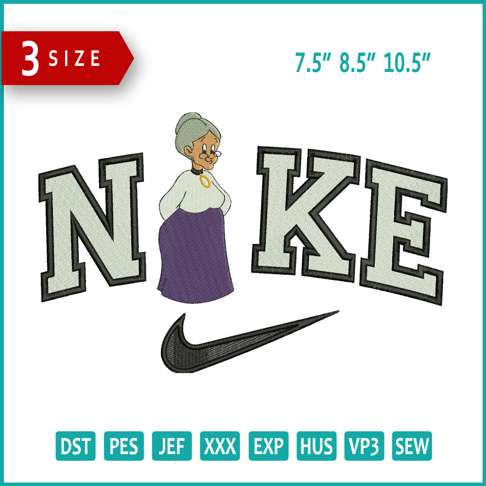 Archivos de diseño de bordado Nike Granny (3 tamaños)