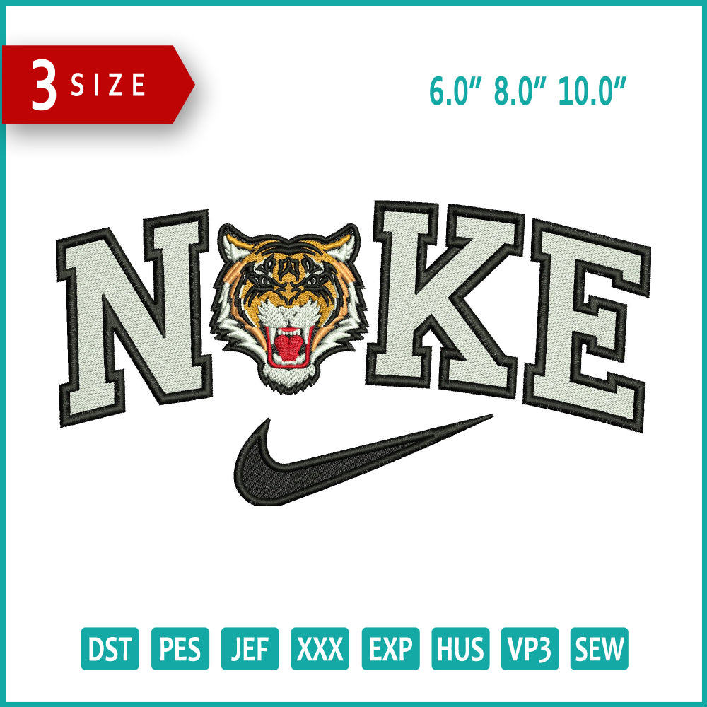 Archivos de diseño de bordado Nike Tiger v3 (3 tamaños)