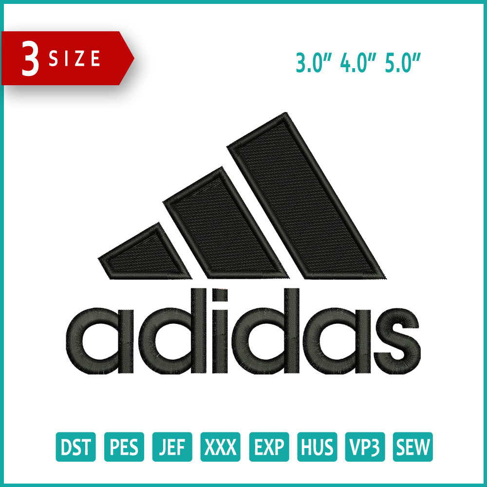 Adidas Logo v2 Embroidery Files - 3 Size's