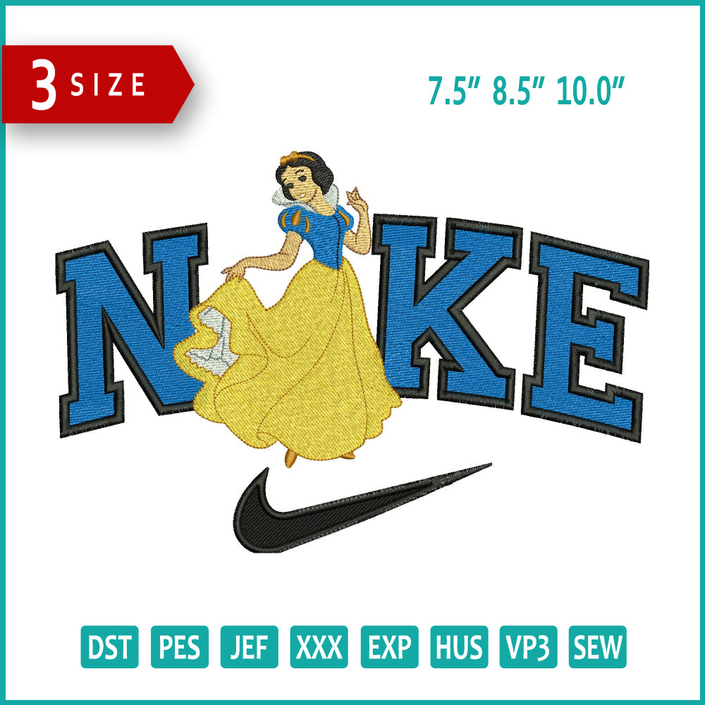Archivos de diseño de bordado Nike Snow White (3 tamaños)