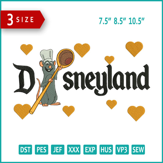 Archivos de diseño de bordado de Ratatouille Disneyland - 3 tamaños