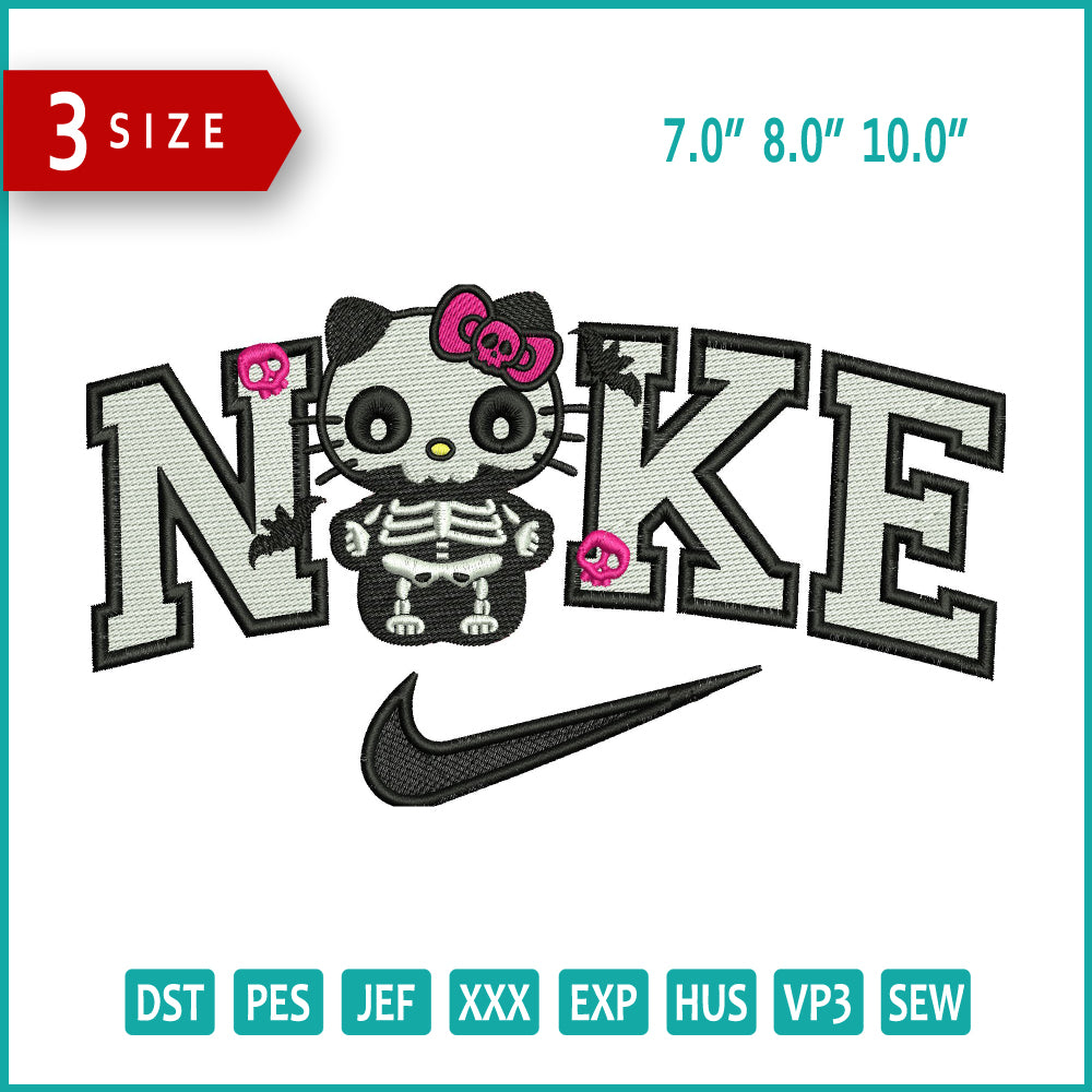 Nike Hello Kitty Skull Embroidery Files - 3 Size's