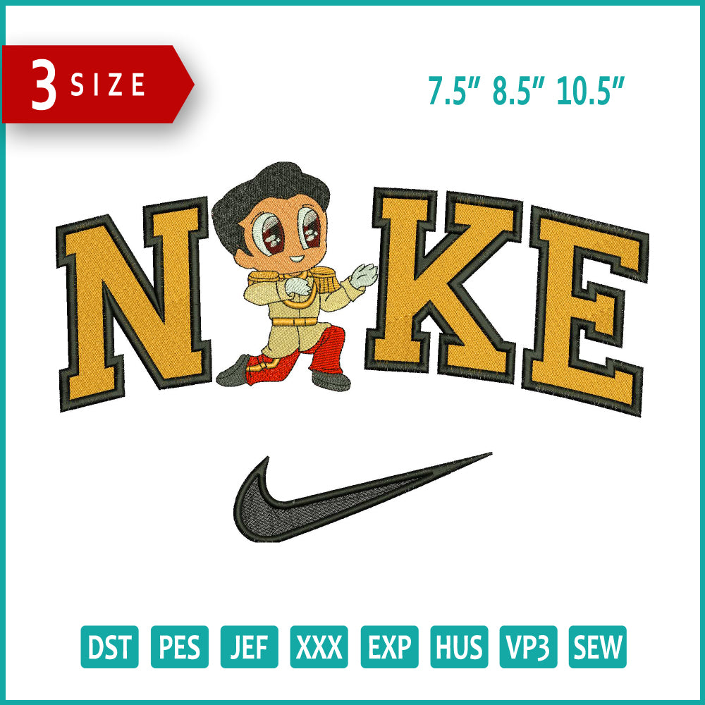 Archivos de diseño de bordado Nike Chibi Prince Charming (3 tamaños)