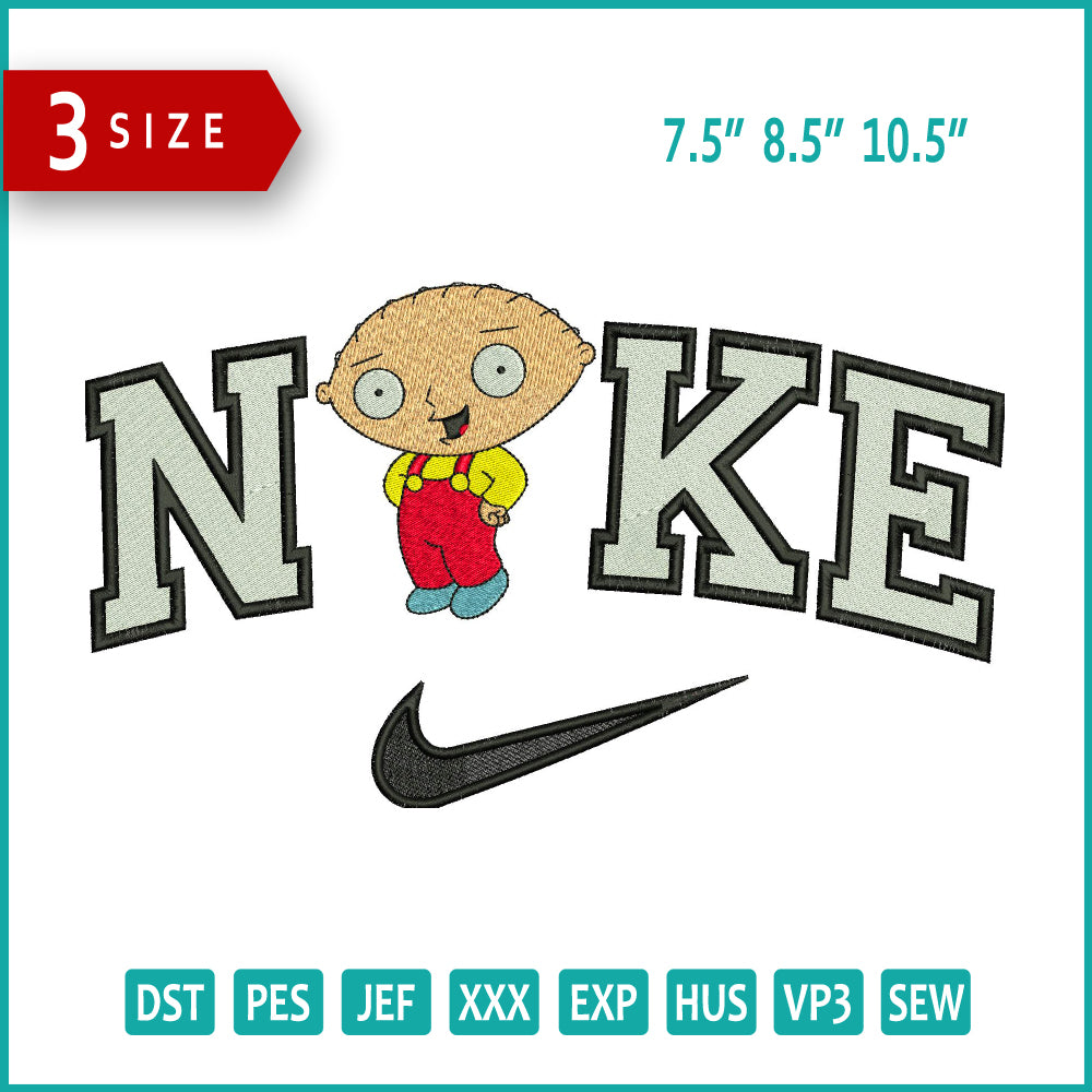Archivos de diseño de bordado Nike Stewie Griffin - 3 tamaños