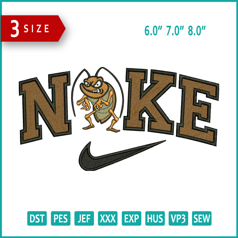 Archivos de diseño de bordado de Nike Cockroach (3 tamaños)