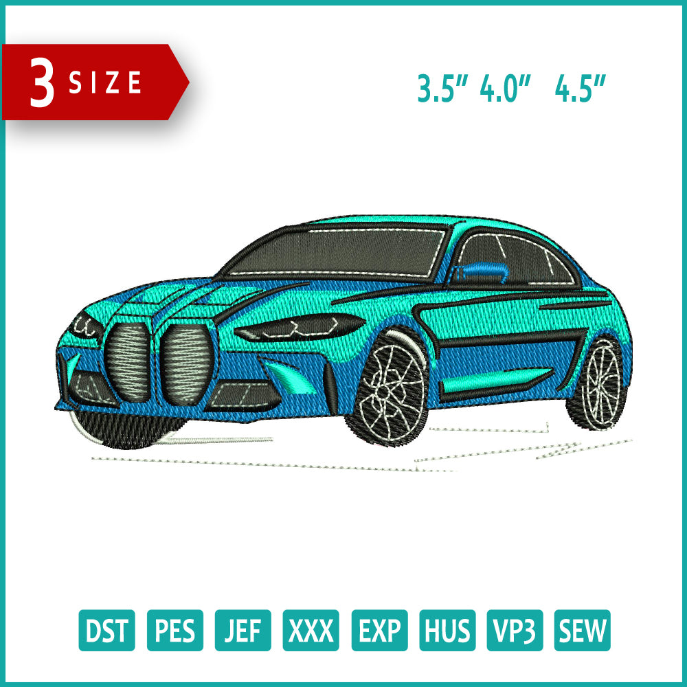 Archivos de diseño de bordado del BMW m4 (3 tamaños)