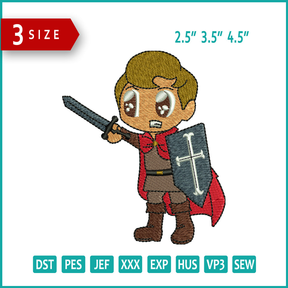 Archivos de diseño de bordado del Príncipe Felipe Chibi - 3 tamaños