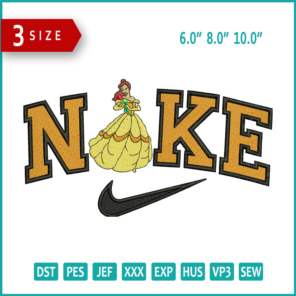 Archivos de diseño de bordado de cuerpo completo Nike Belle - 3 tamaños