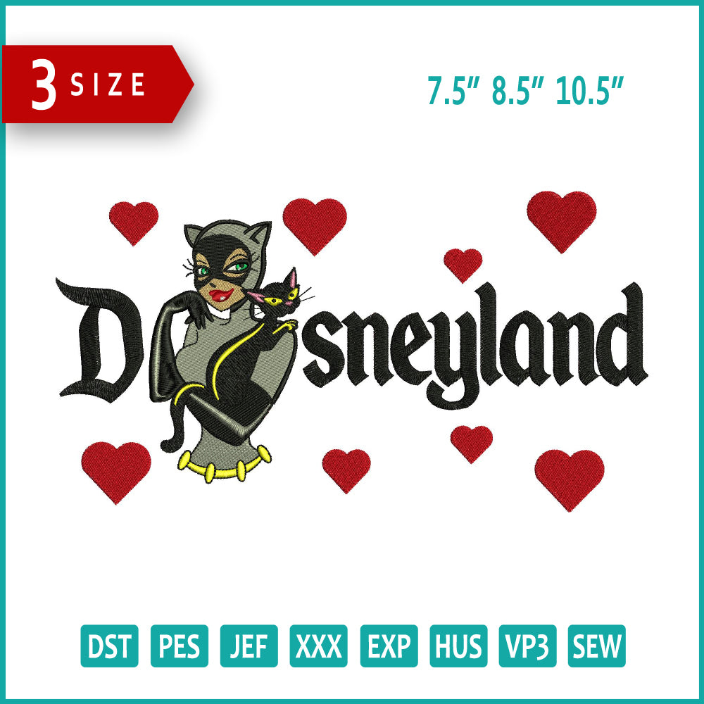 Archivos de diseño de bordado de Catwoman Half Disneyland (3 tamaños)