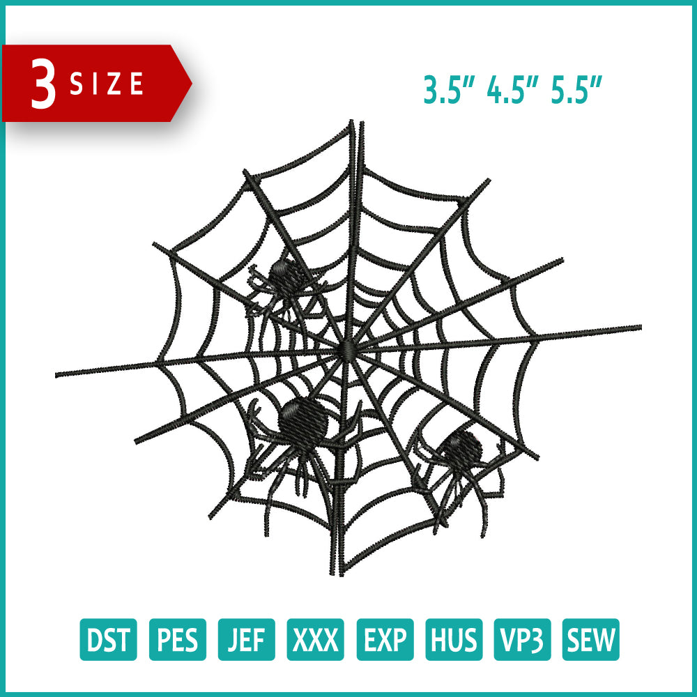 Spider Web v2 Embroidery Design Files - 5 Size's