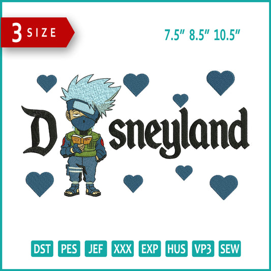 Archivos de diseño de bordado de Chibi Kakashi Hatake Disneyland - 3 tamaños