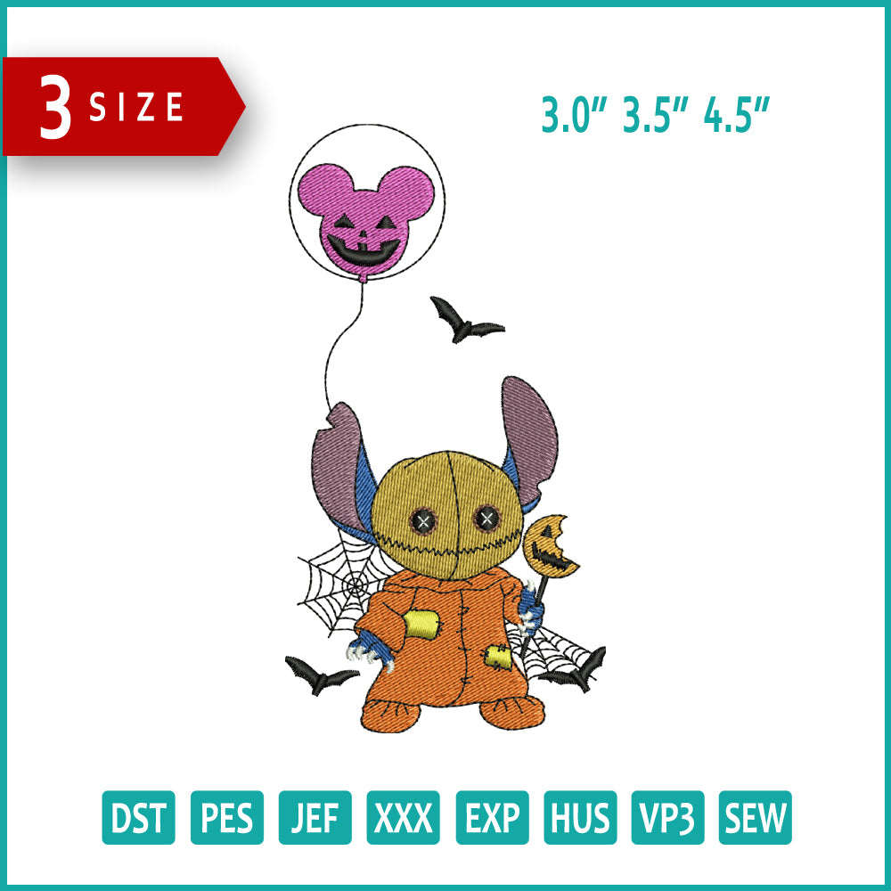 Stitch Cosplay Sam Trick Embroidery Files - 3 Size's