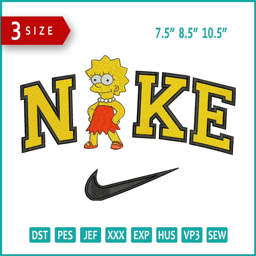 NIke Lisa Simpson Embroidery Design Files 3 Sizes Online  