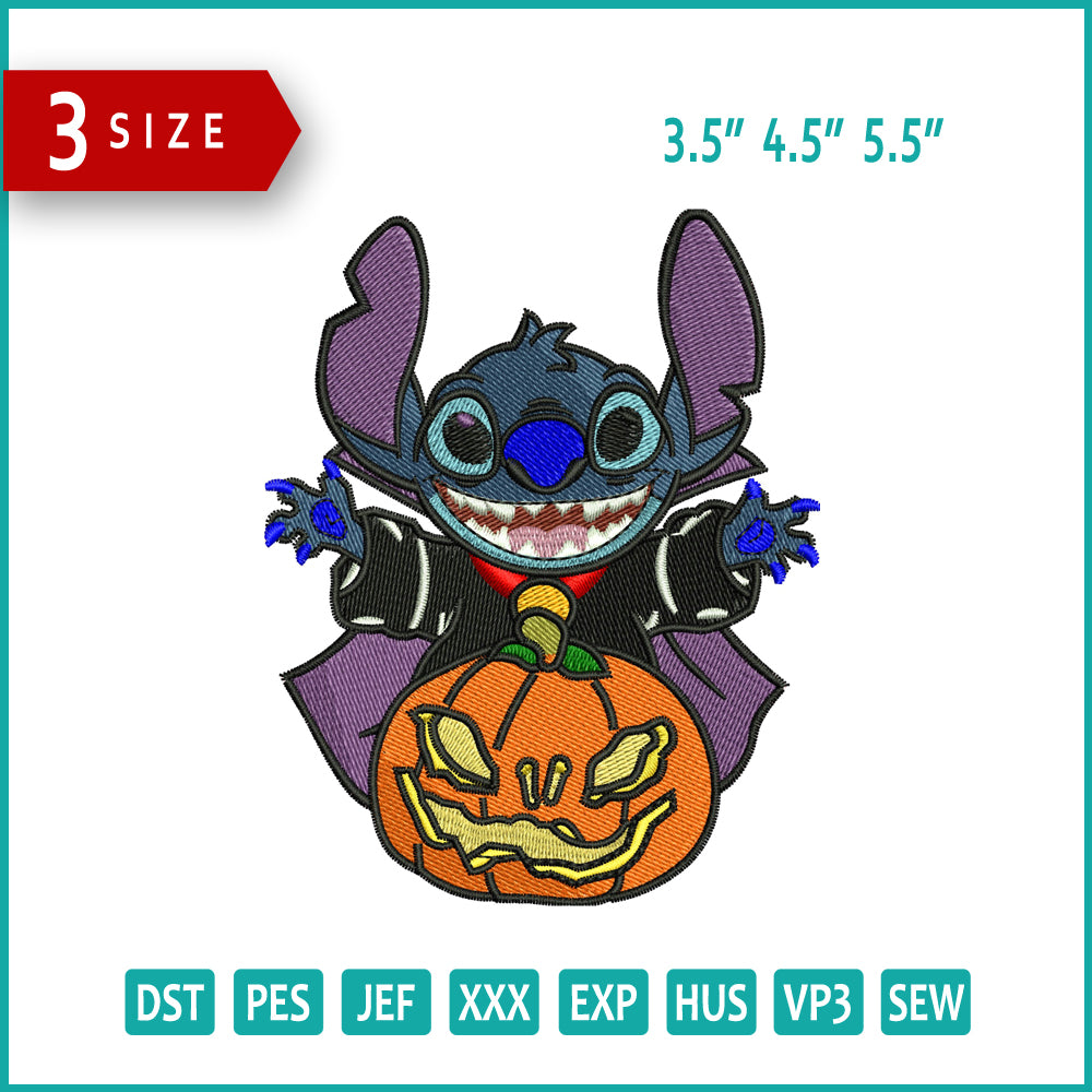 Stitch In The Pumpkin v2 Embroidery Files - 3 Size's