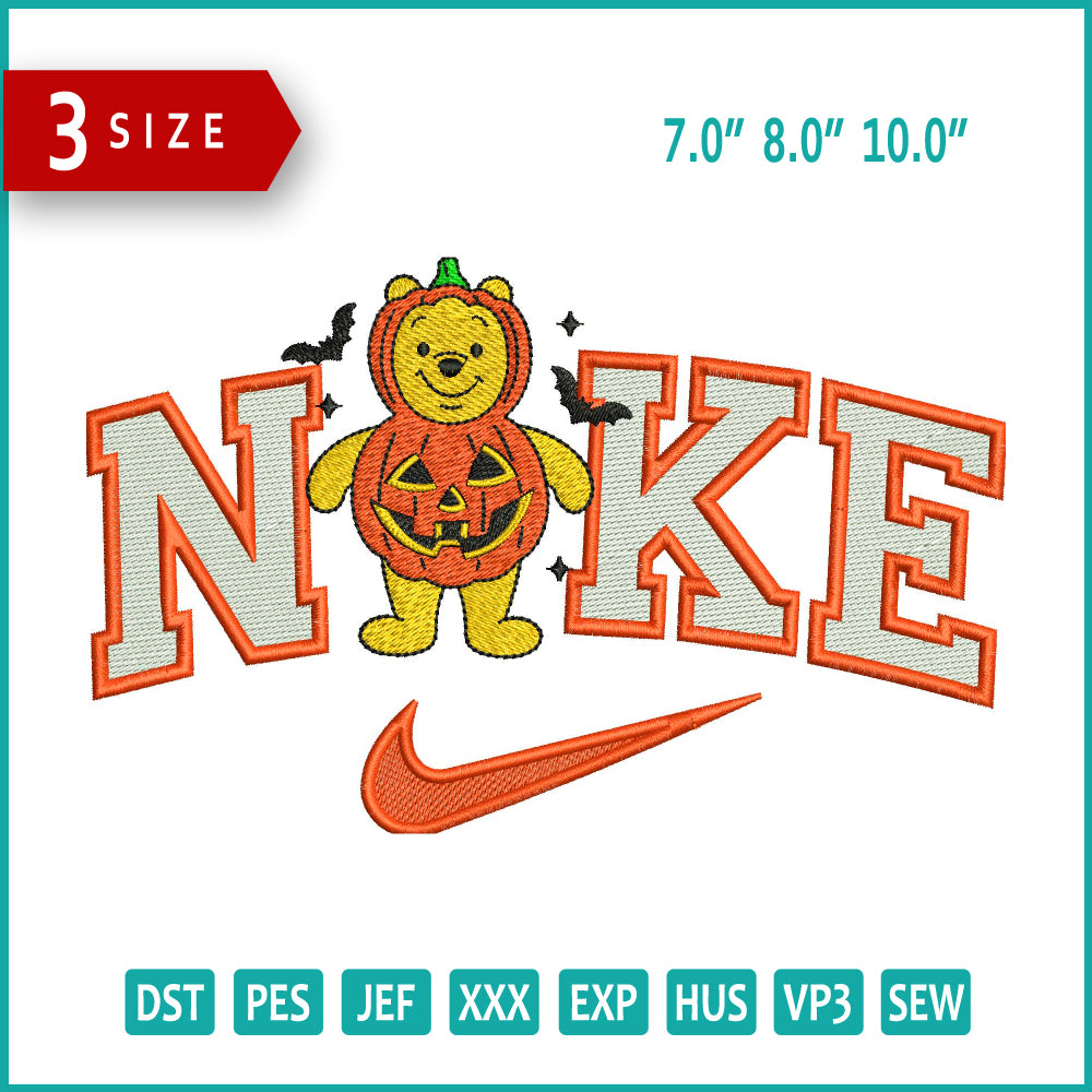 Nike Pooh Cosplay Pumpkin Embroidery Files - 3 Size's