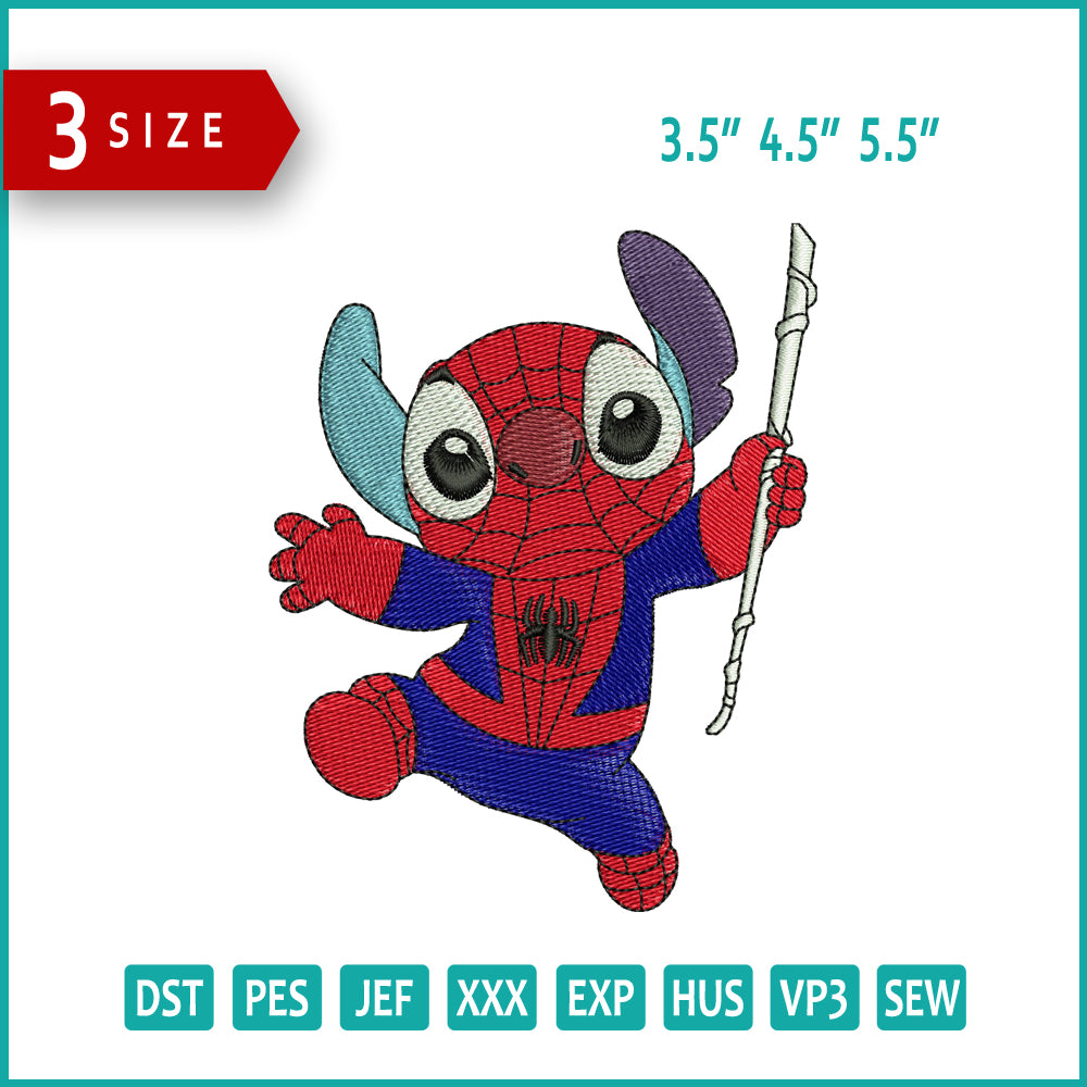 Stitch Cosplay Spider Man Embroidery Files - 3 Size's