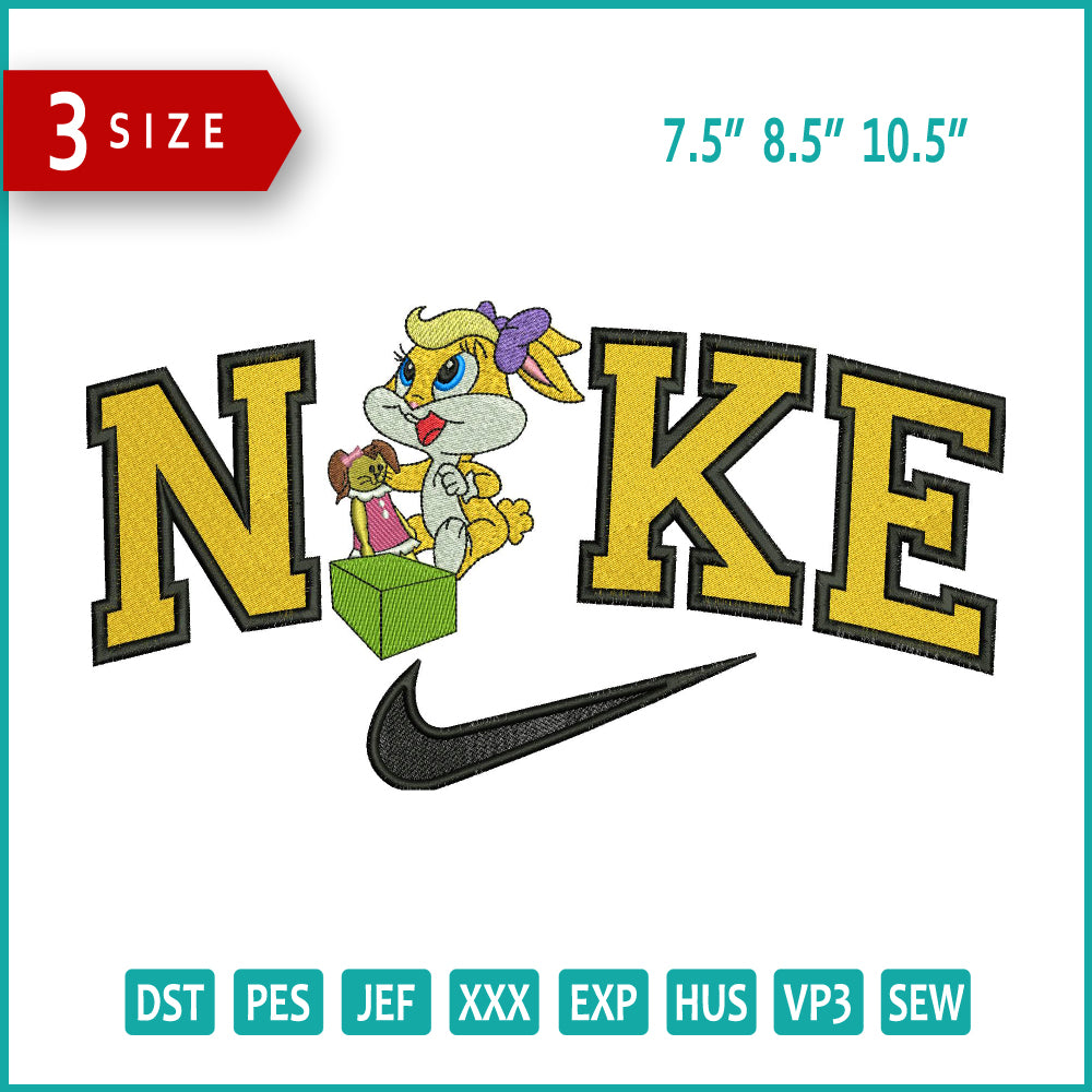 Archivos de diseño de bordado de Nike Chibi Lola Bunny (3 tamaños)