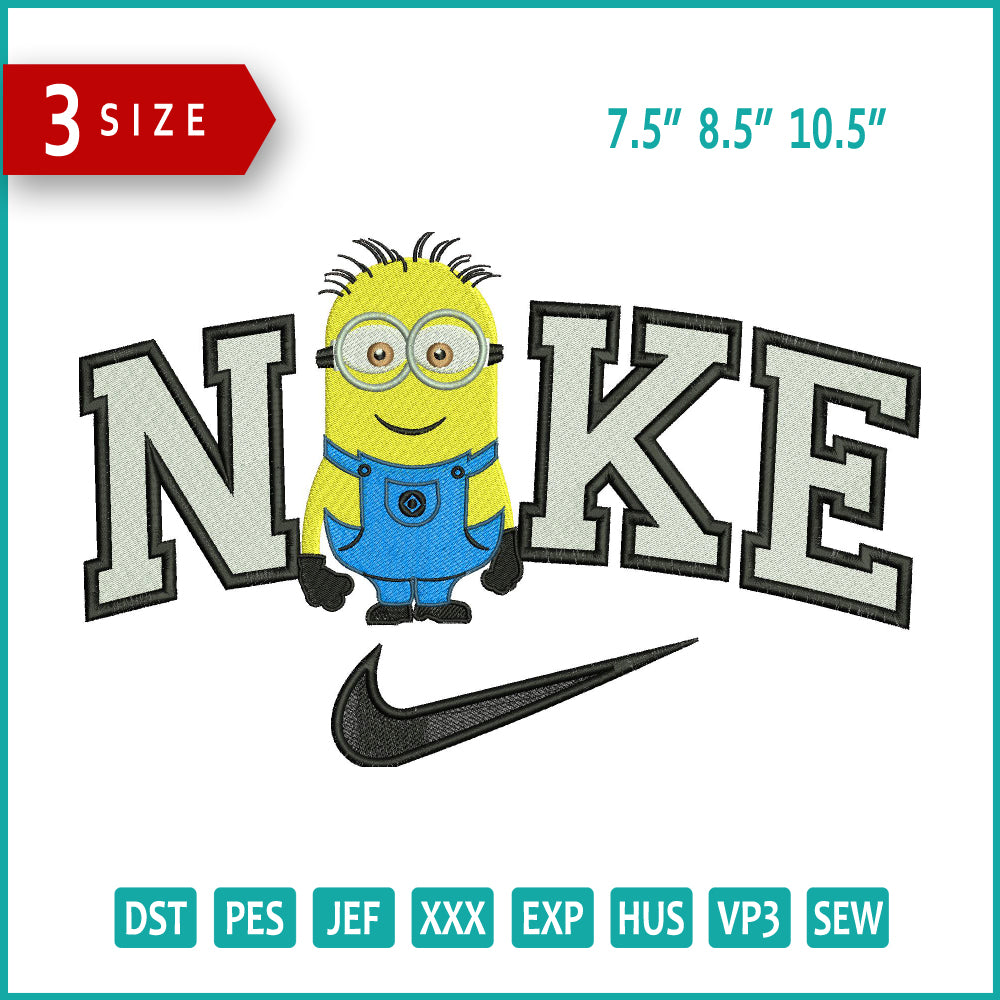 Archivos de diseño de bordado de los Minions de Nike (3 tamaños)