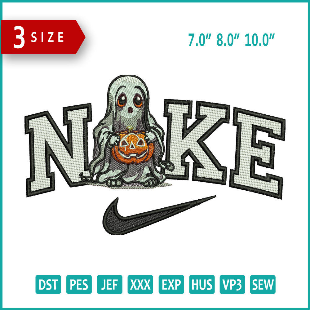 Nike Pumpkin Ghost v4 Embroidery Files - 3 Size's