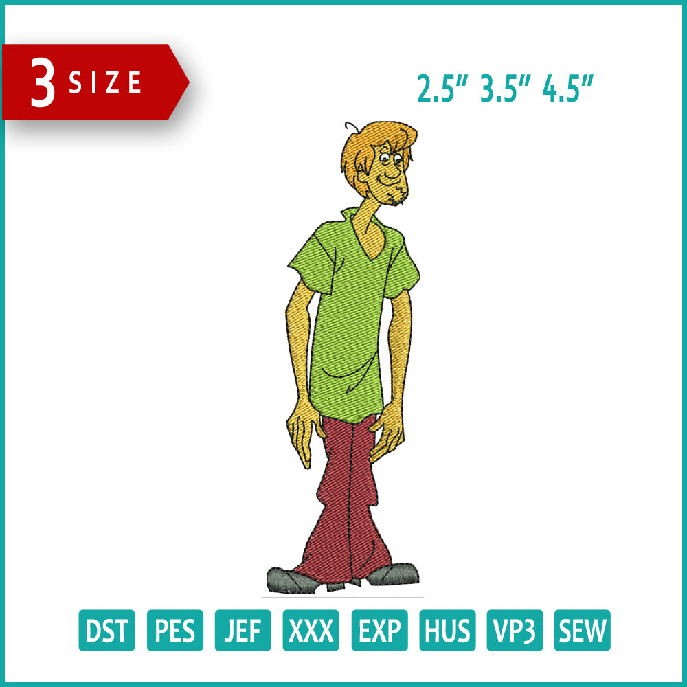 Shaggy Rogers Embroidery Design Files - 3 Size's