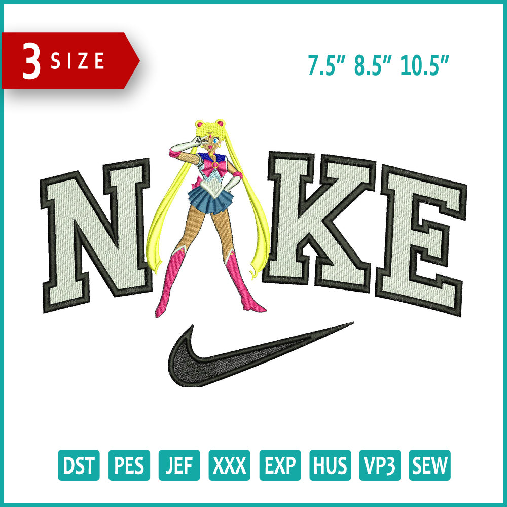 Archivos de diseño de bordado Nike Sailor Moon (3 tamaños)
