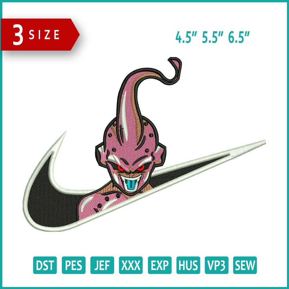 Archivos de diseño de bordado de Majin Buu Swoosh - 3 tamaños