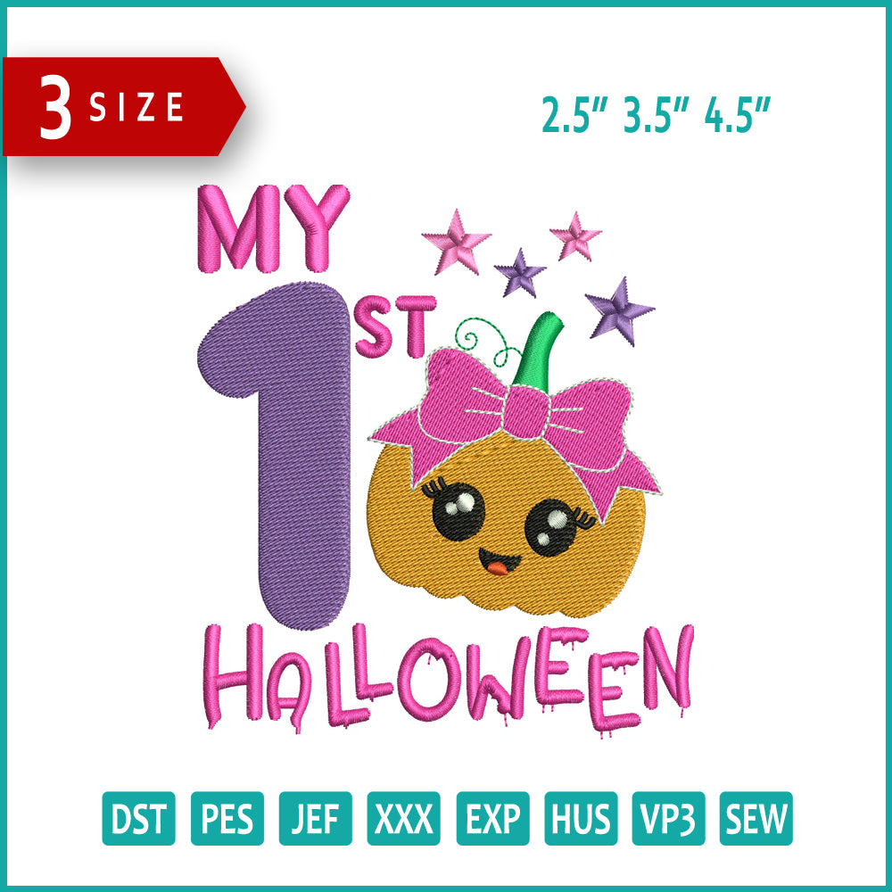 My 1st Halloween v3 Embroidery Design Files - 3 Size's