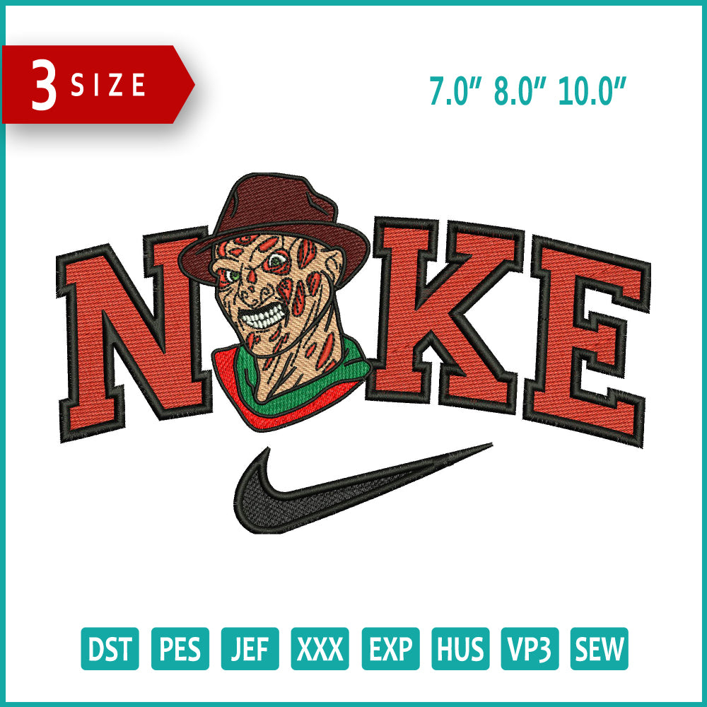Nike Freddy Krueger Face Embroidery Files - 3 Size's
