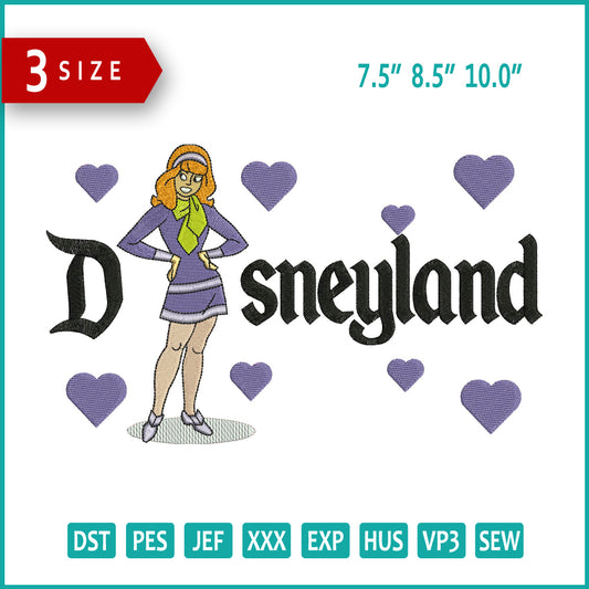 Archivos de diseño de bordado de Daphne Blake Disneyland - 3 tamaños