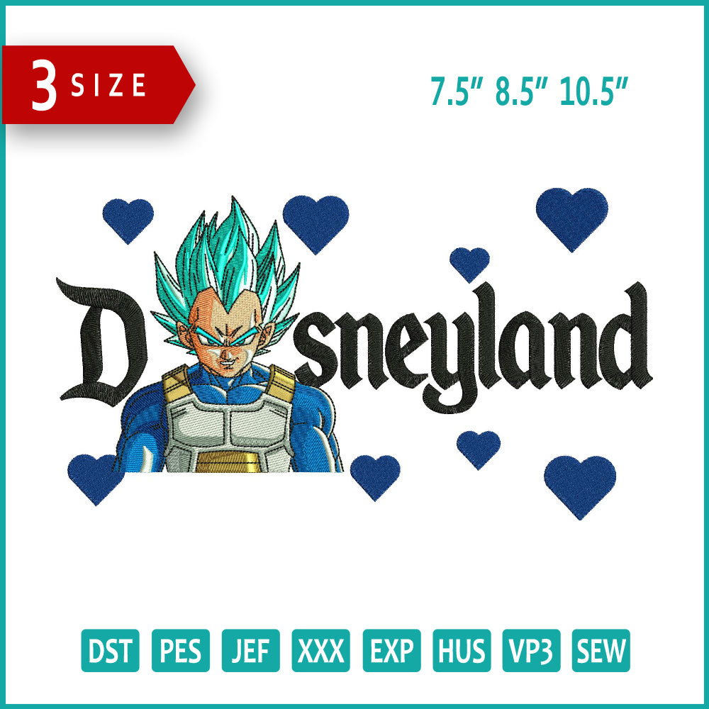 Archivos de diseño de bordado de Vegeta Disneyland - 3 tamaños