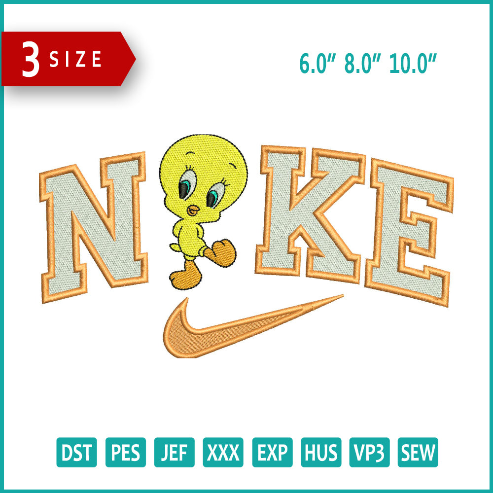Archivos de diseño de bordado de Nike Tweety - 3 tamaños