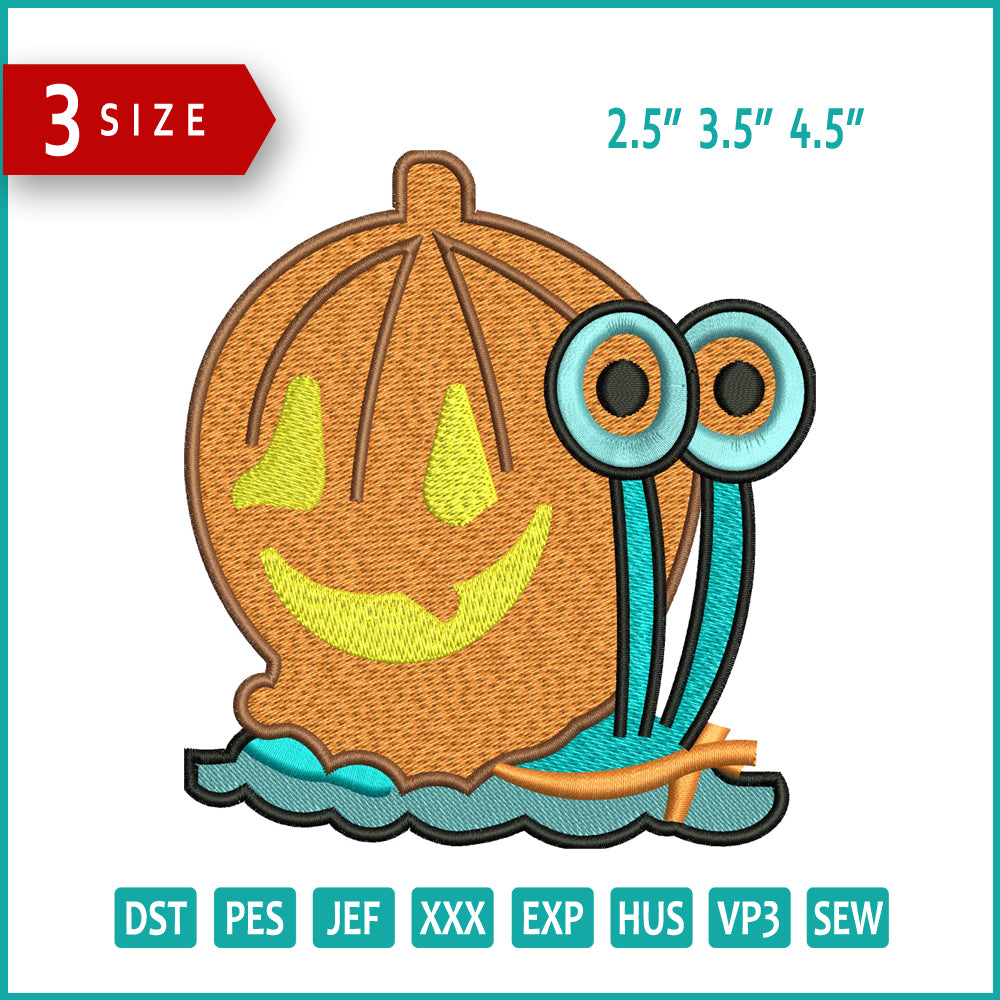 Pumpkin Snail Embroidery Files - 3 Size's