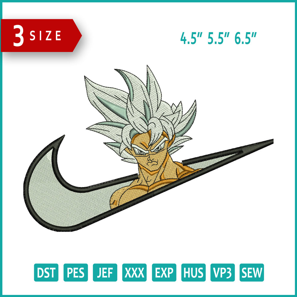 Archivos de diseño de bordado de Goku Swoosh - 3 tamaños