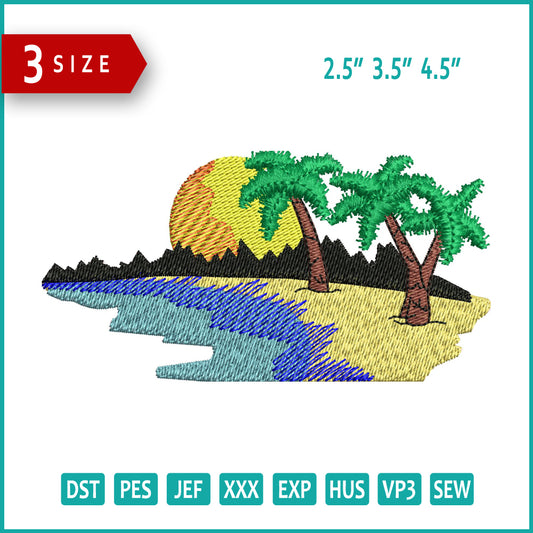 Archivos de diseño de bordado de playa de verano - 3 tamaños