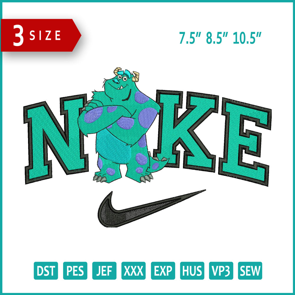 monsters inc nike Nike Sulley Monster Embroidery Design Files