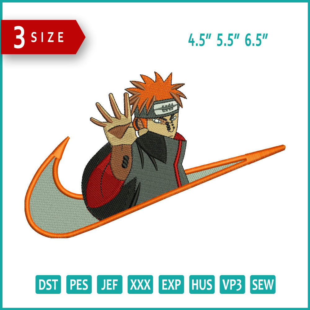 Yahiko Pain Swoosh Embroidery Design Files - 3 Sizes