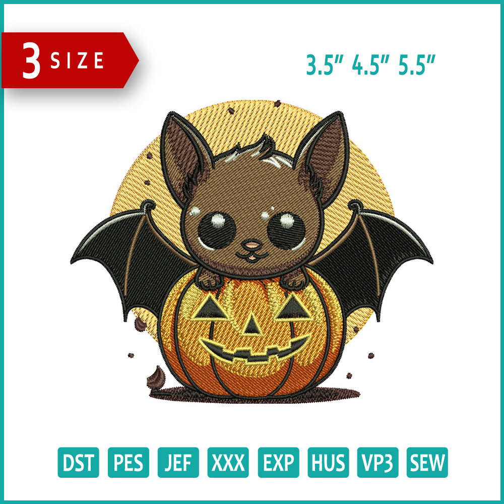 Baby Vampire In The Pumpkin Embroidery Files - 3 Size's