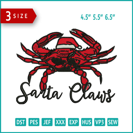 Archivos de diseño de bordado de garras de Papá Noel - 3 tamaños