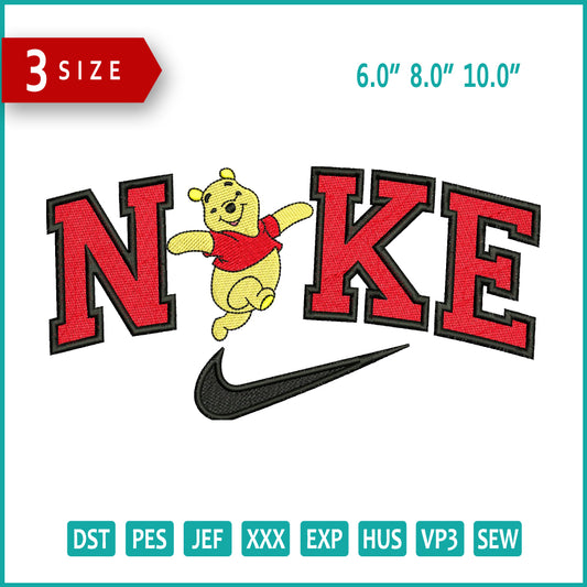 Archivos de diseño de bordado Nike Pooh v2 (3 tamaños)
