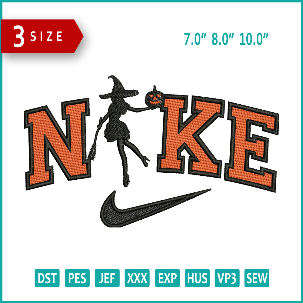Nike Pumpkin Witch Embroidery Files - 3 Size's