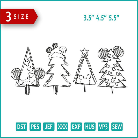 4 Christmas Tree v2 Embroidery Design