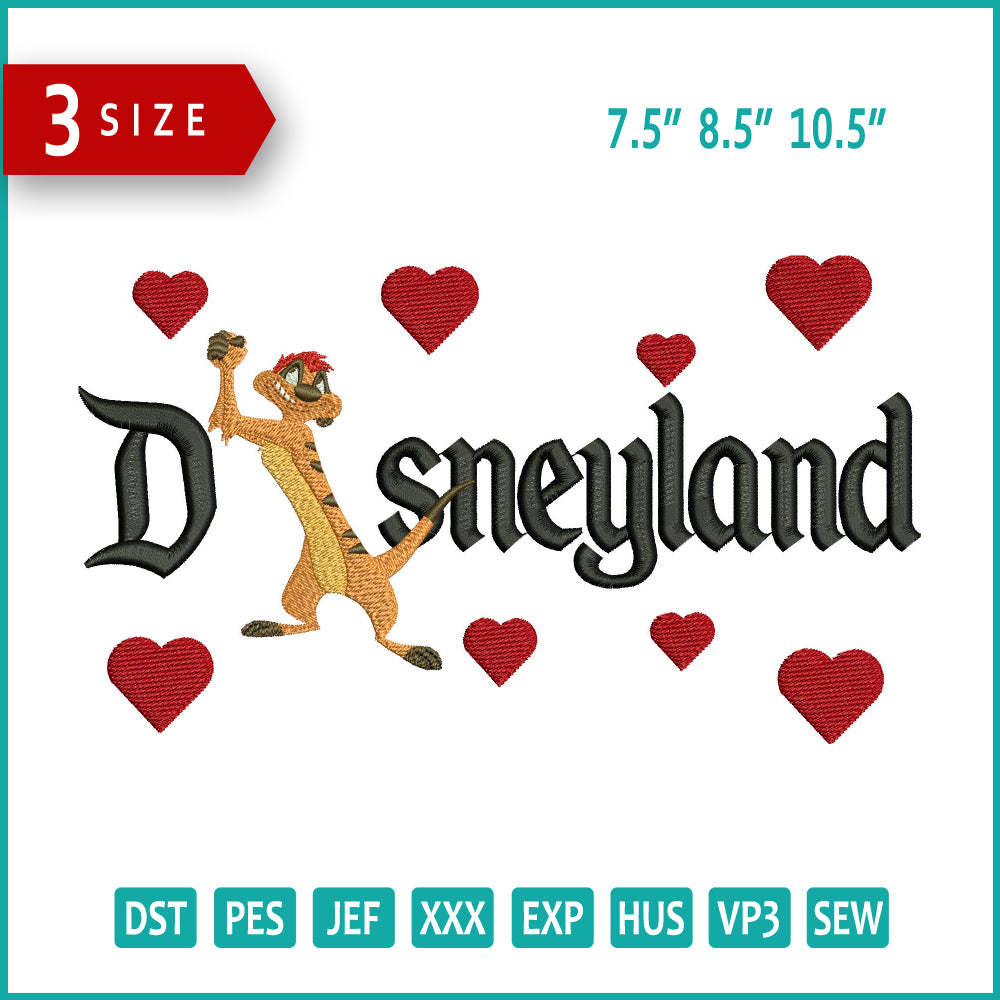Archivos de diseño de bordado de Timon Disneyland - 3 tamaños