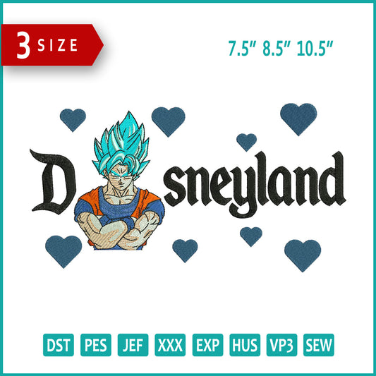 Archivos de diseño de bordado de Super Saiyan Goku v2 Disneyland (3 tamaños)