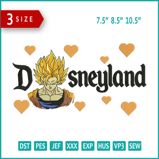 Archivos de diseño de bordado de Super Saiyan Goku v3 Disneyland (3 tamaños)