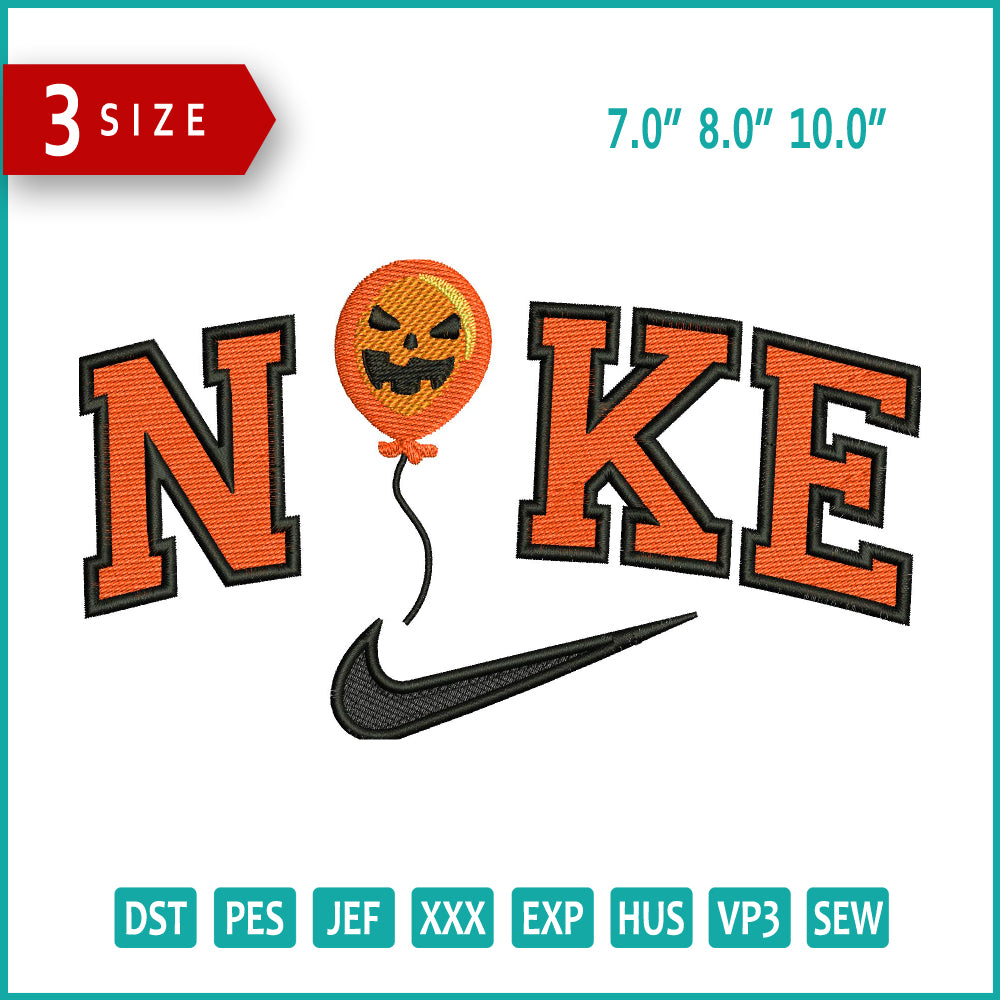 Nike Halloween Baloon Embroidery Files - 3 Size's