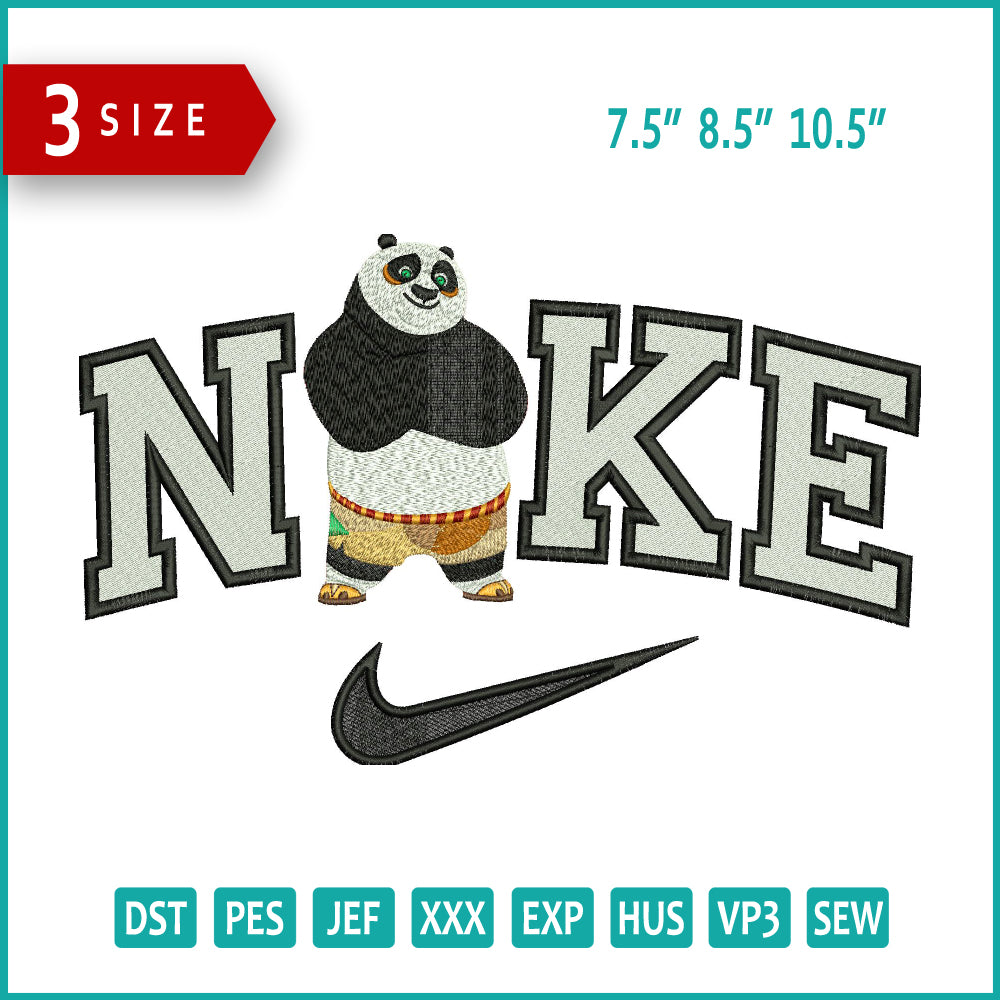 Archivos de diseño de bordado de Nike Kung Fu Panda (3 tamaños)