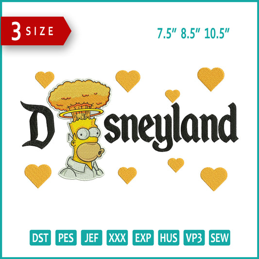 Archivos de diseño de bordado de Homero enojado de Disneyland - 3 tamaños